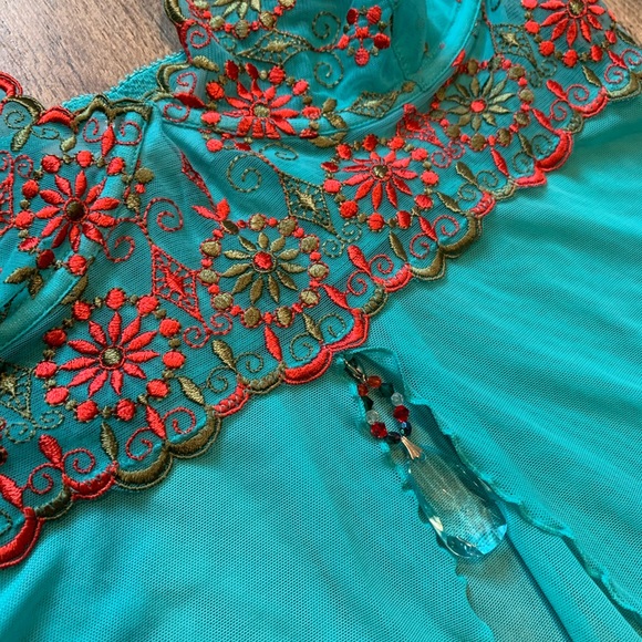 VS Vintage Y2K Pink Label Moroccan Embroidered Bohemian Crystal Babydoll & Panty - Picture 10 of 15